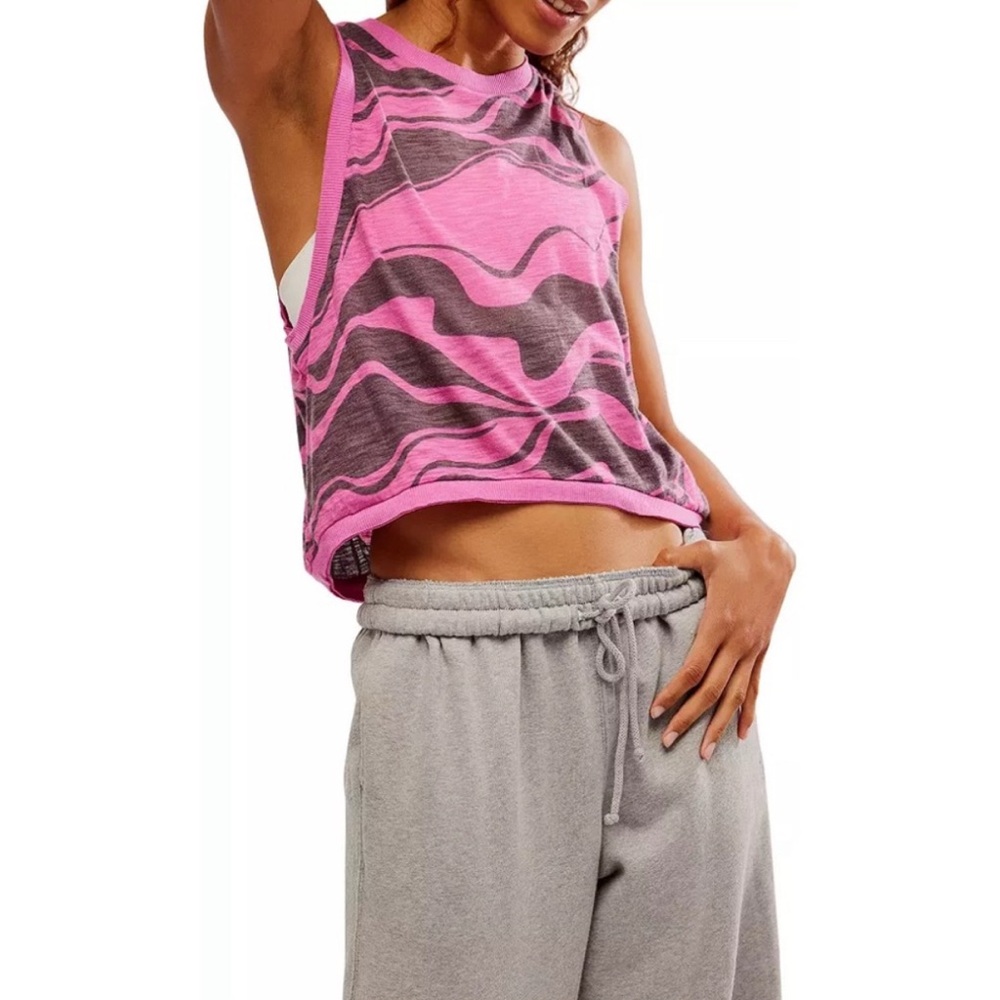 FP Movement Pink and Gray Muscle Tee